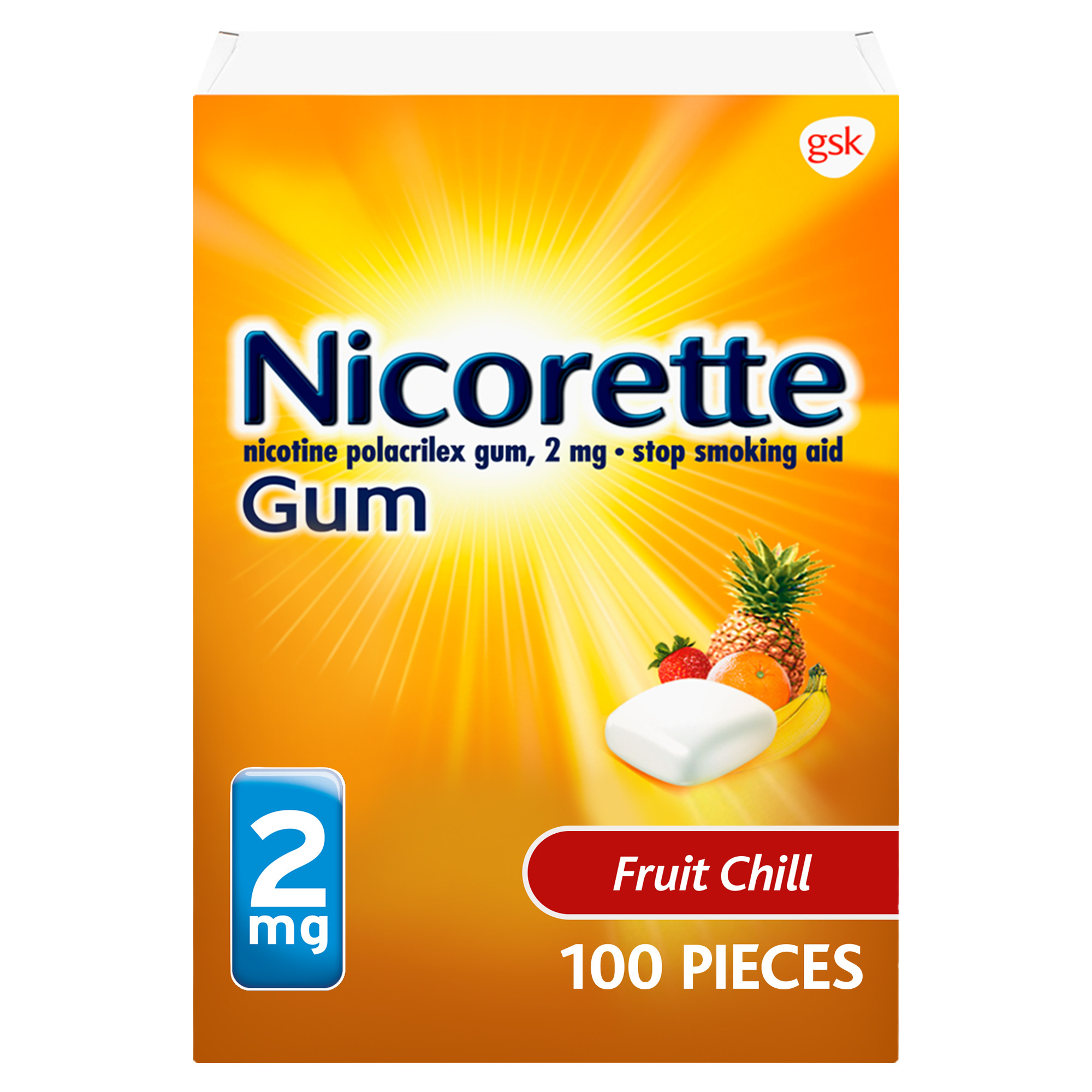 Nicorette - 2 Mg Nicotine Gum - Fruit Chill 100 Count