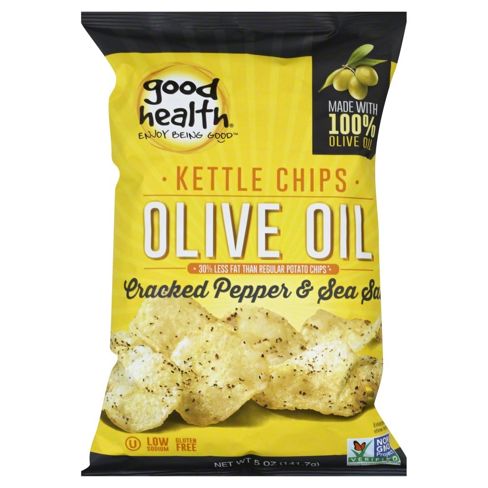 Cracked Pepper & Sea Salt Olive Oil Kettle Style Chips, Cracked Pepper & Sea Salt Olive Oil