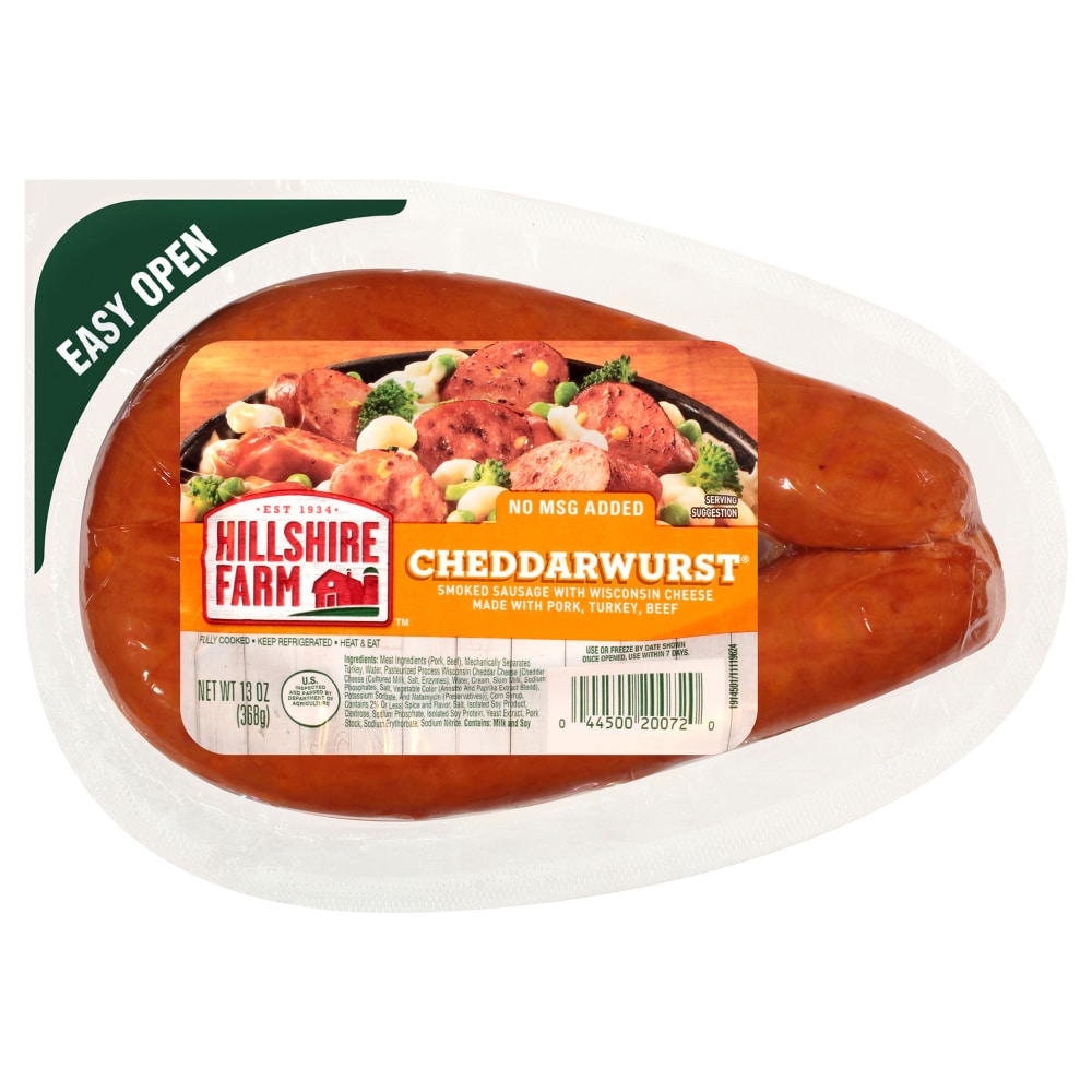 Cheddarwurst Smoked Sausage with Wisconsin Cheese Made with Pork, Turkey, Beef, Cheddarwurst Smoked