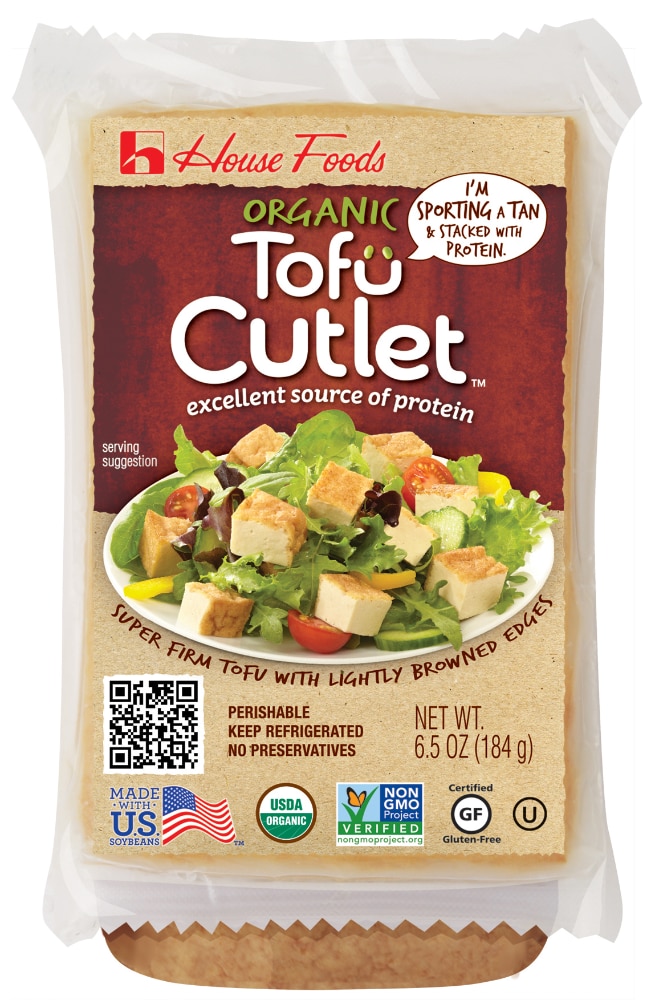 House Foods Organic Super Firm Tofu Cutlet with Lightly Browned Edges 6.5Oz Tray