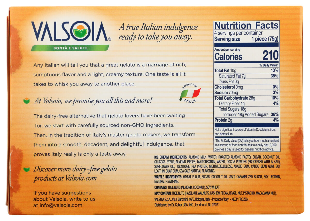 Italian Cones Made with Almond Milk Gelato Non Dairy Frozen Dessert with Waffle