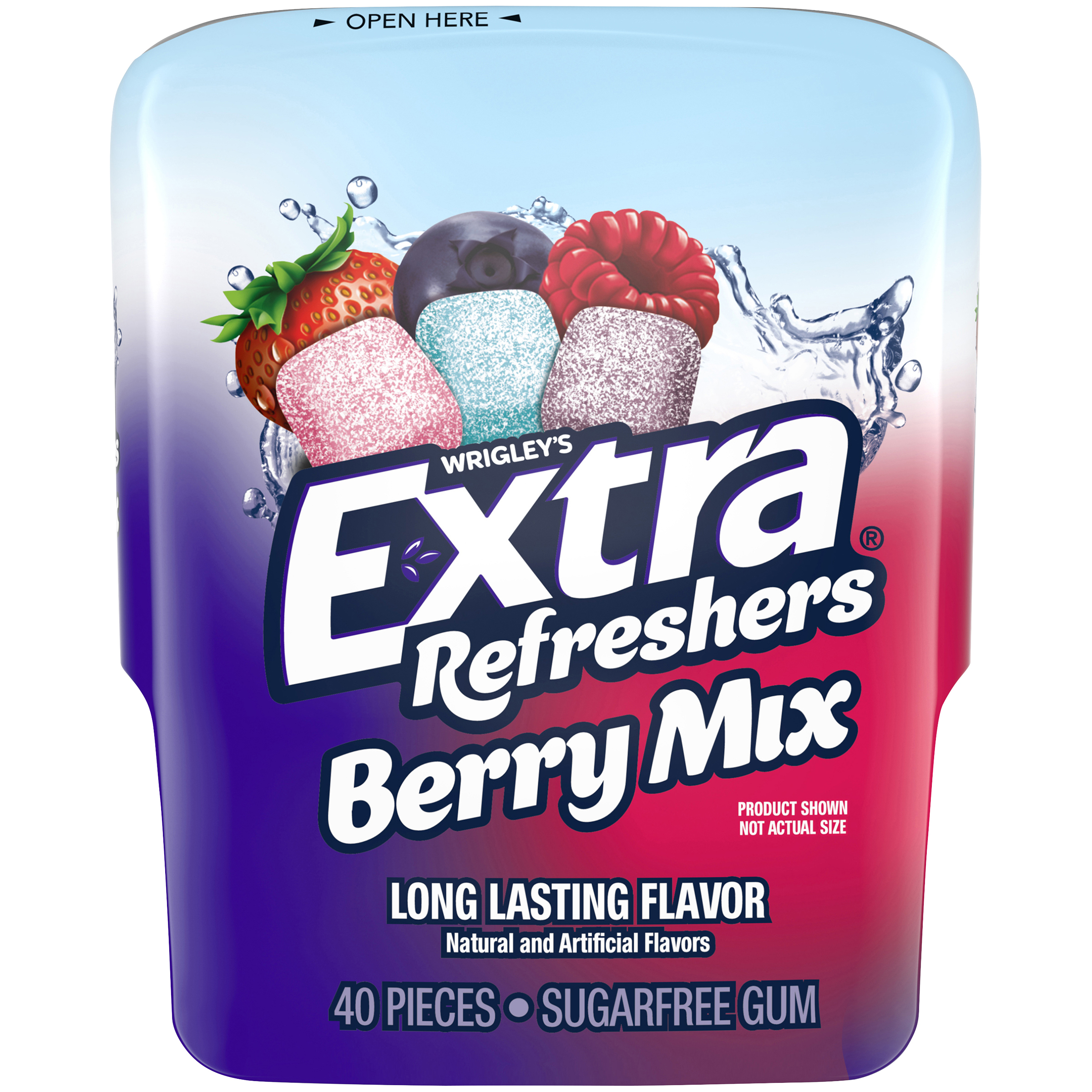 Photo of Extra Refreshers Berry Mix Sugar Free Chewing Gum, 40 Piece Bottle
