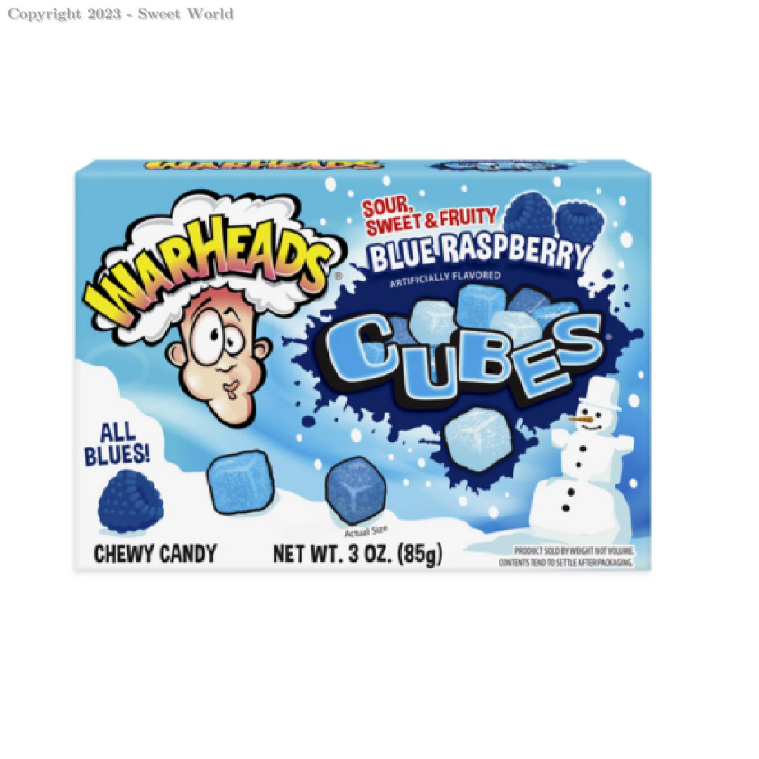 Blue Raspberry Sour Sweet Fruity Chewy Candy Cubes, Blue Raspberry