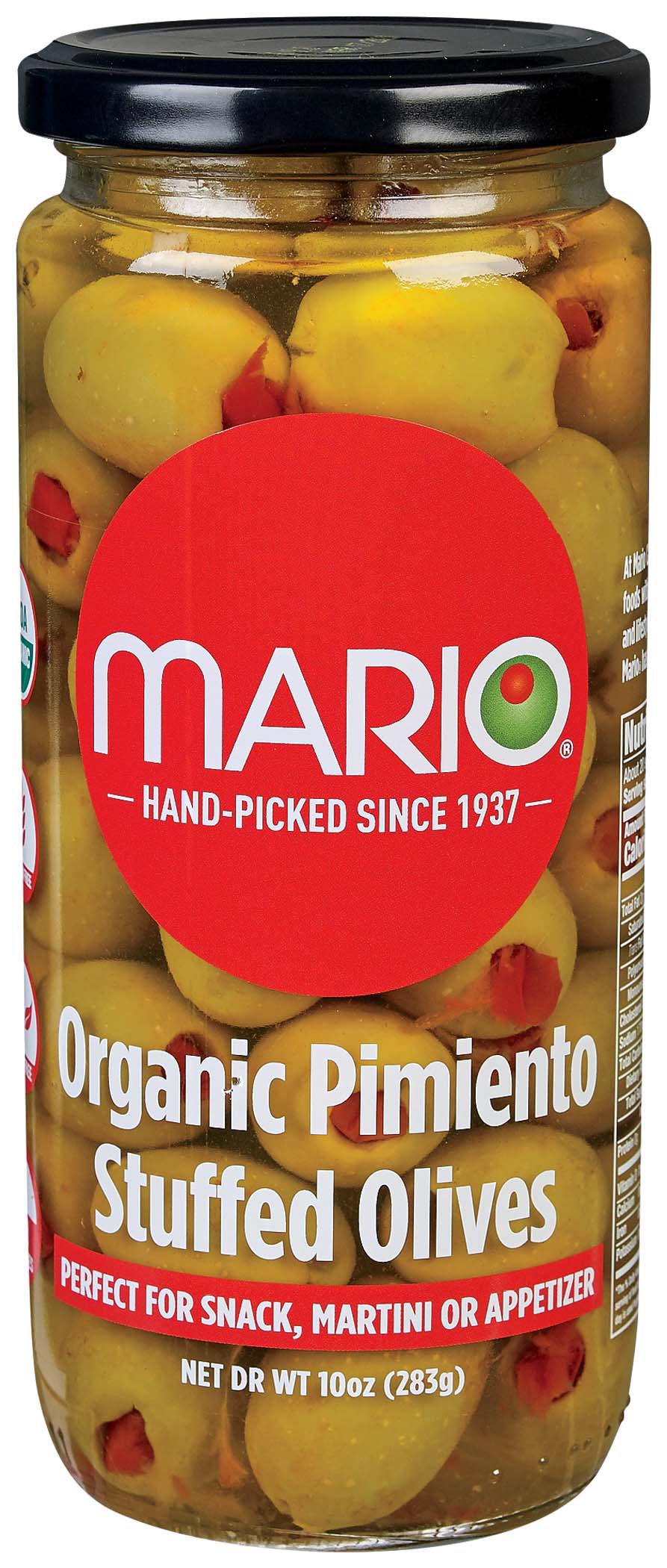 Mario Mario® Organic Pimiento Stuffed Olives 10 oz. Jar — product image