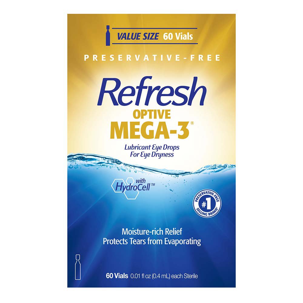 Refresh Eye Drops - Optive Mega-3 Lubricant Eye Drops - 60 Vials