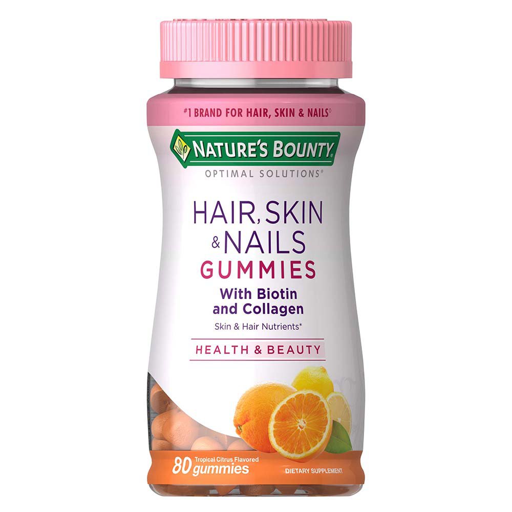 Natures Bounty - Hair Skin & Nails - Collagen - Tropical Citrus Flavored Gummies - 80 Ct