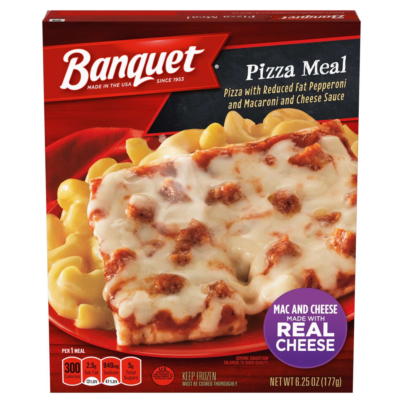Banquet Pizza and Mac 'N Cheese, Frozen Meal, 6.25 Oz.