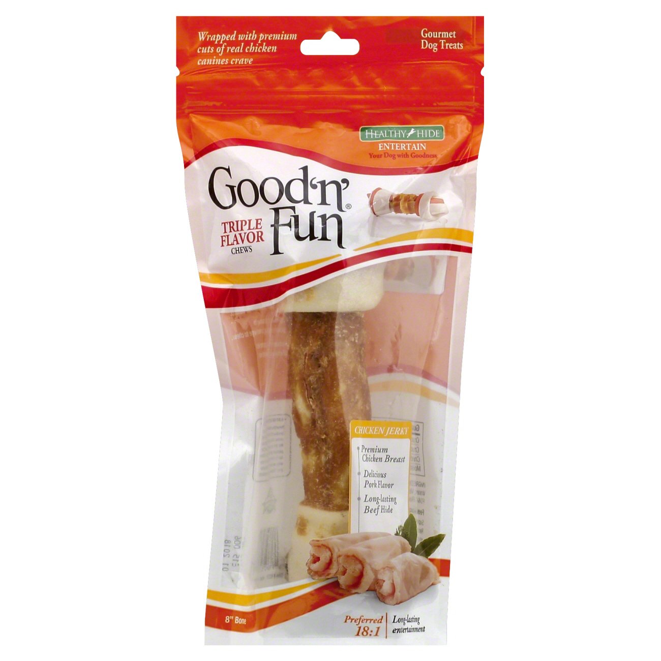 Healthy Hide Good 'n' Fun 8" Triple Flavor Large Bone