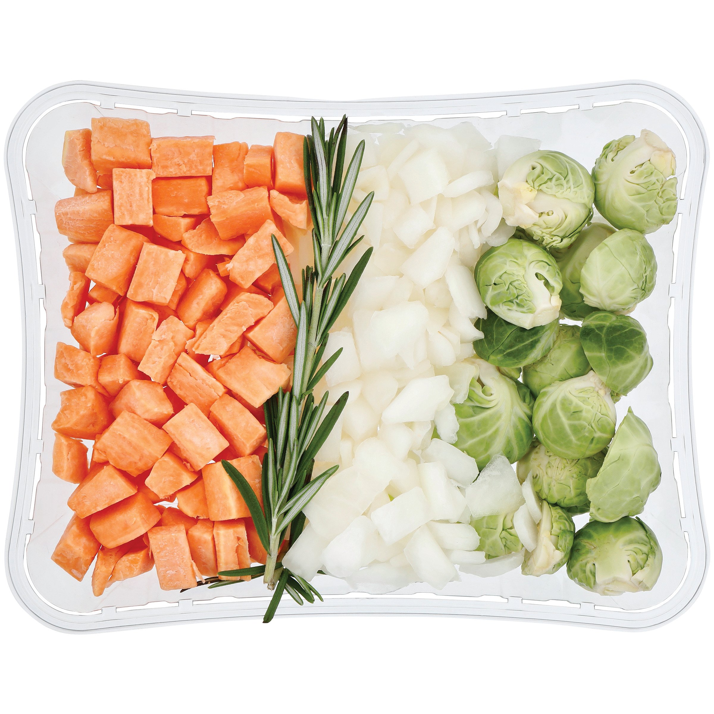 Sweet Potatoes Brussels Sprouts Diced Onions W/Rosemary, Sweet Potatoes