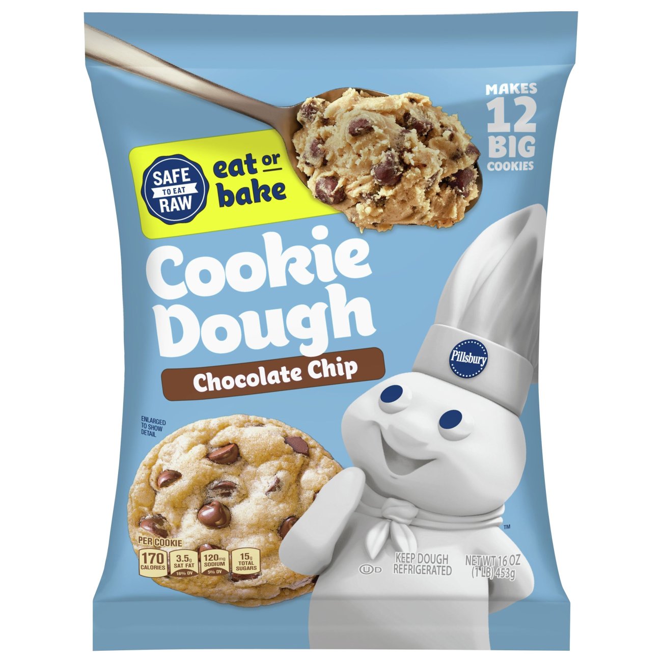 Photo of Pillsbury Ready To Bake Refrigerated Chocolate Chip Cookie Dough, 12 Ct., 16 Oz