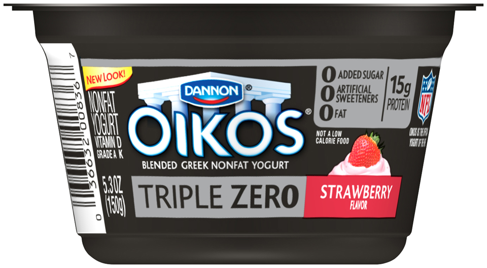 Photo of Oikos Triple Zero Strawberry Blended Greek Nonfat Yogurt, 5.3 Ounce