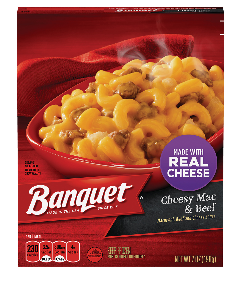 Banquet Cheesy Mac and Beef, Frozen Meal, 7 Oz.