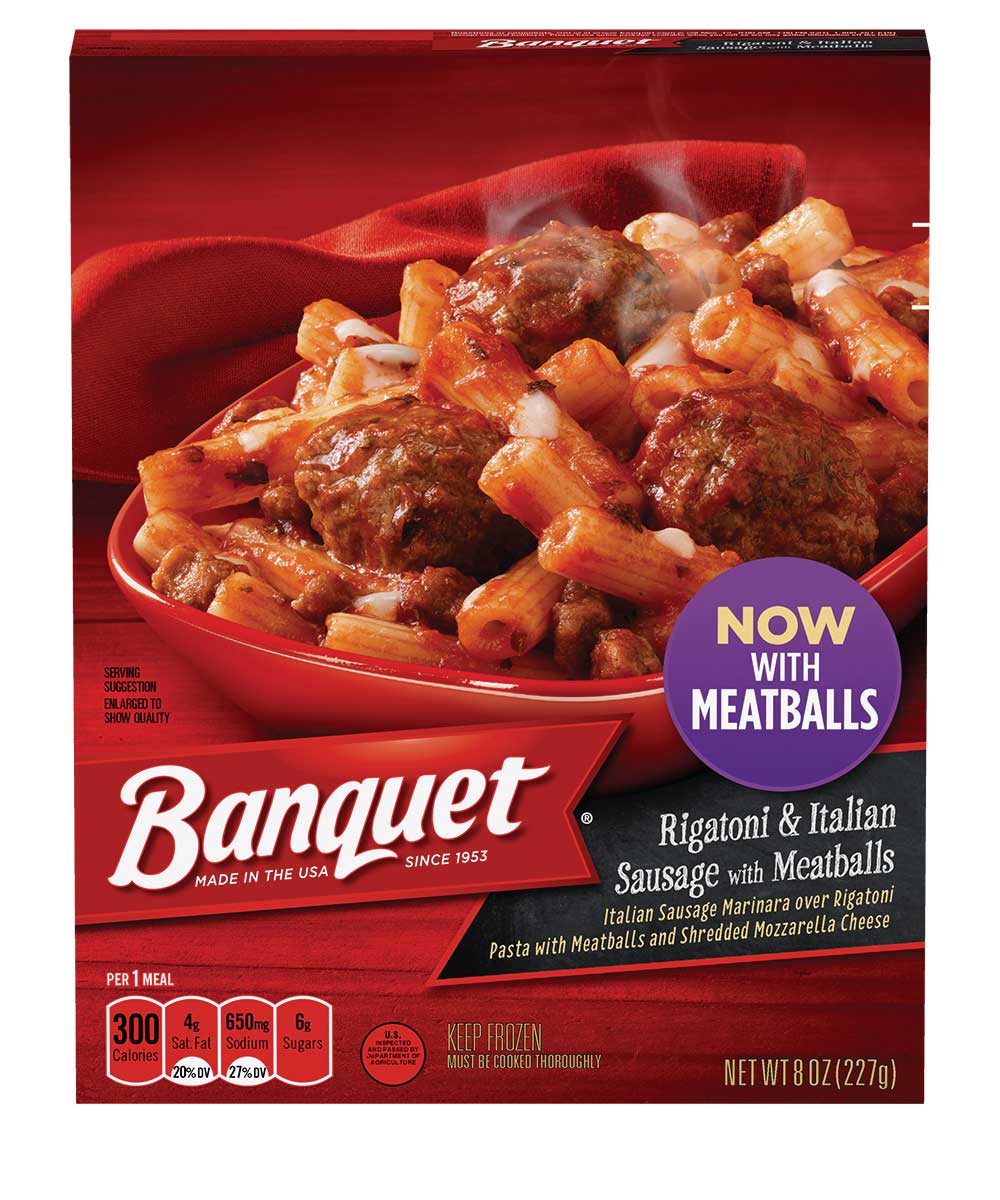 Banquet Basic Rigatoni and Italian Sausage with Meatballs, 8 Oz