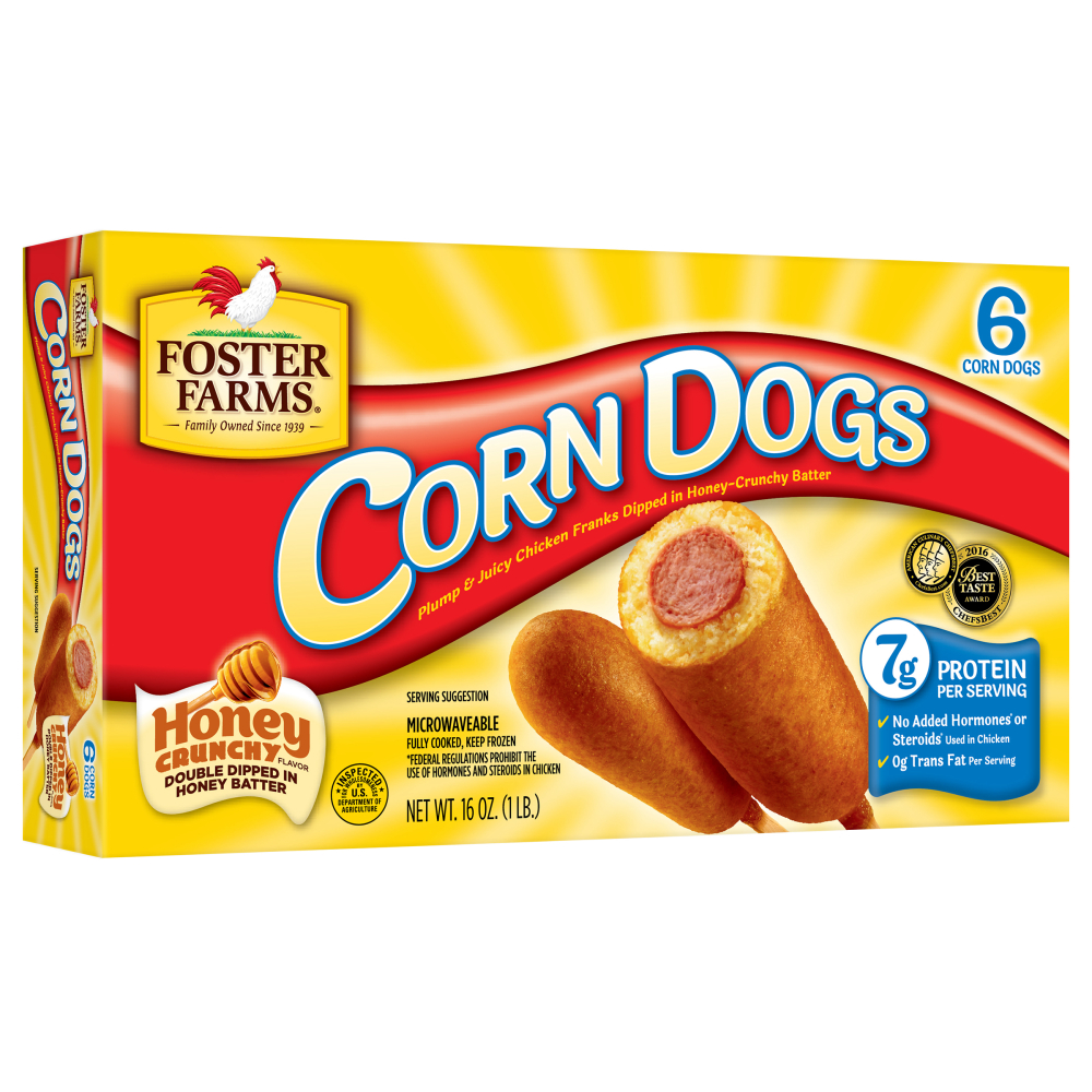 Honey Crunchy Plump & Juicy Chicken Franks Dipped in Honey-Crunchy Batter Corn Dogs, Honey Crunchy
