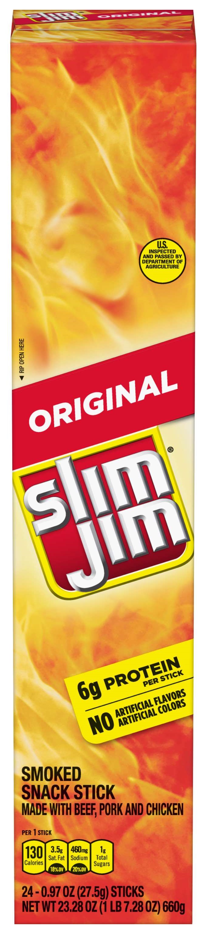 Slim Jim Giant Sized Original Smoked Snack Stick, 0.97 Oz. Meat
