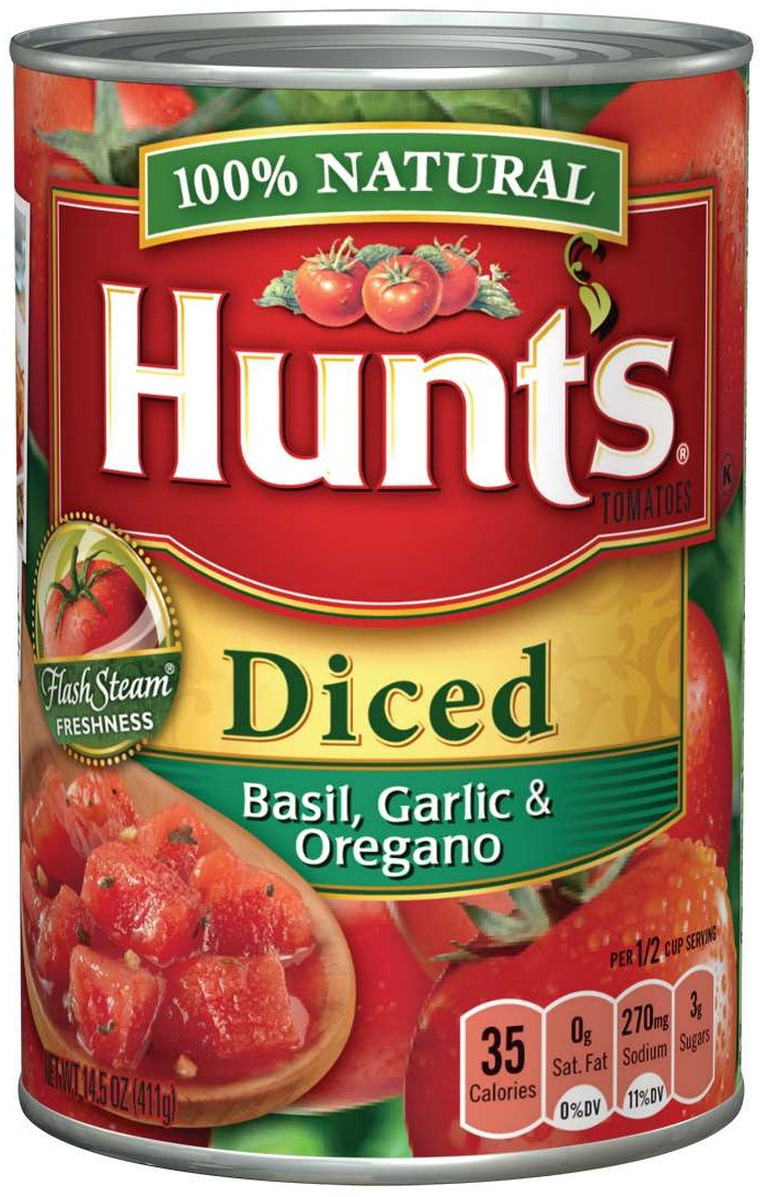 Photo of Hunt's 100% Natural Basil, Garlic & Oregano Diced Tomatoes 14.5oz