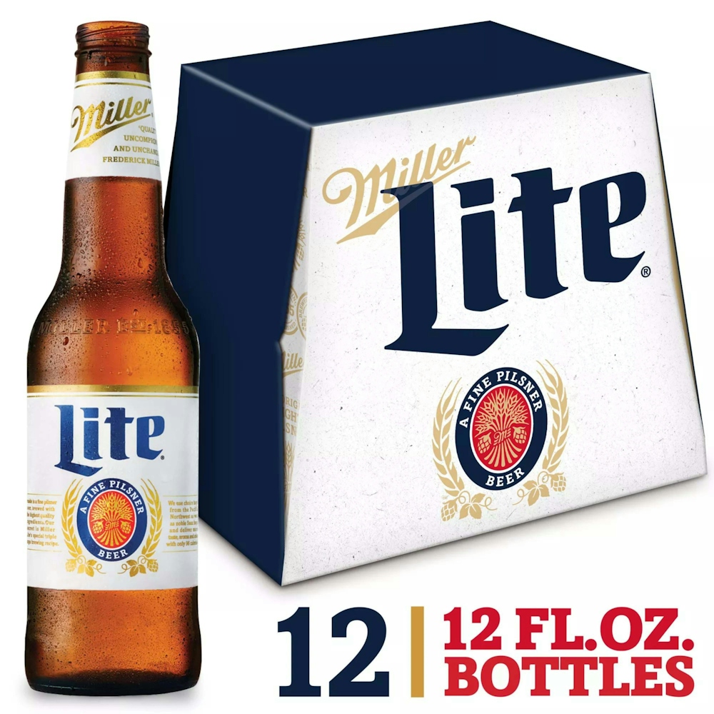 Photo of Miller Lite American Pilsner Light Lager Beer, 4.2% ABV, 12-pack, 12-oz. Beer Bottles