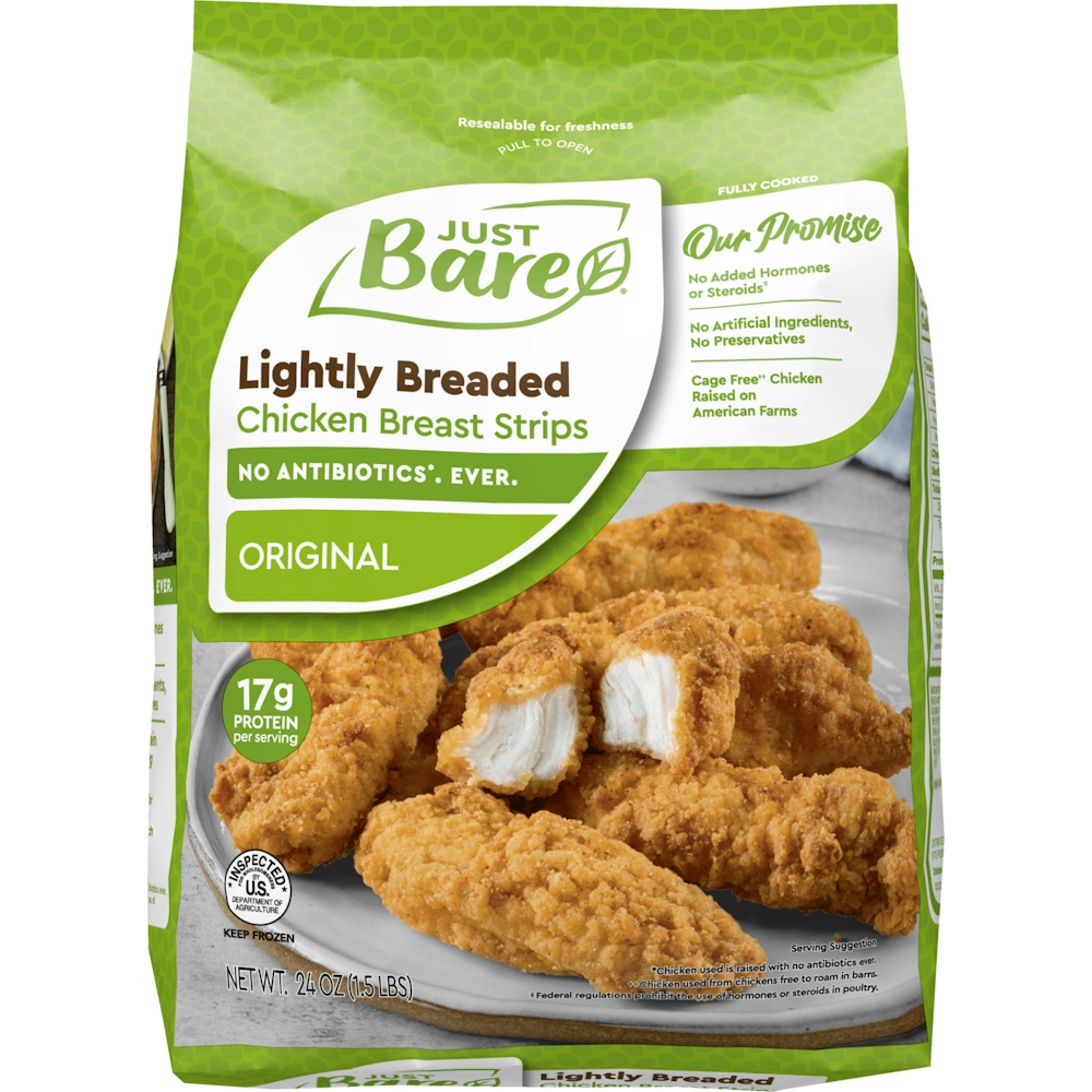 Photo of Just Bare Lightly Breaded Chicken Breast Strips - Frozen - 24oz