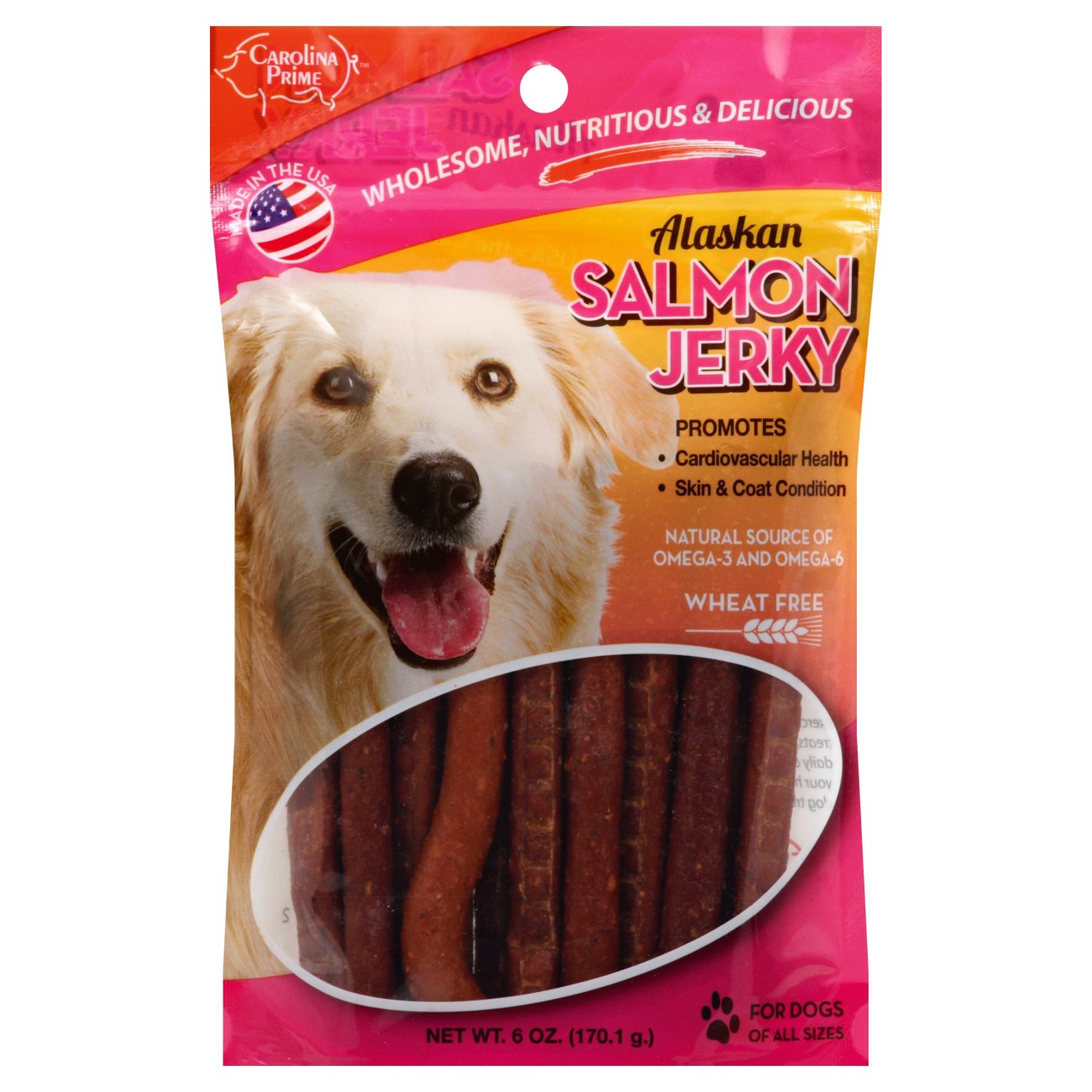 Carolina Prime Pets Oven Baked Salmon Jerky Wheat Free Dog Treats, 6oz