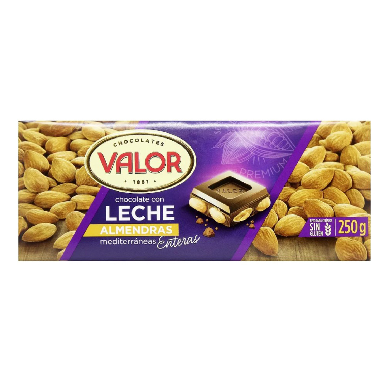 CHOCO.VALOR LECHE C/ALMENDRA 250GR