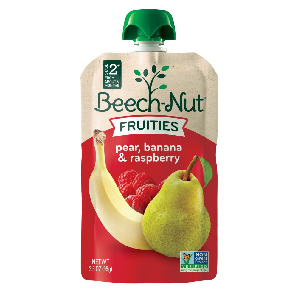 Beech-Nut Fruities On-The-Go Stage 2 Pear, Banana & Raspberry Puree ...