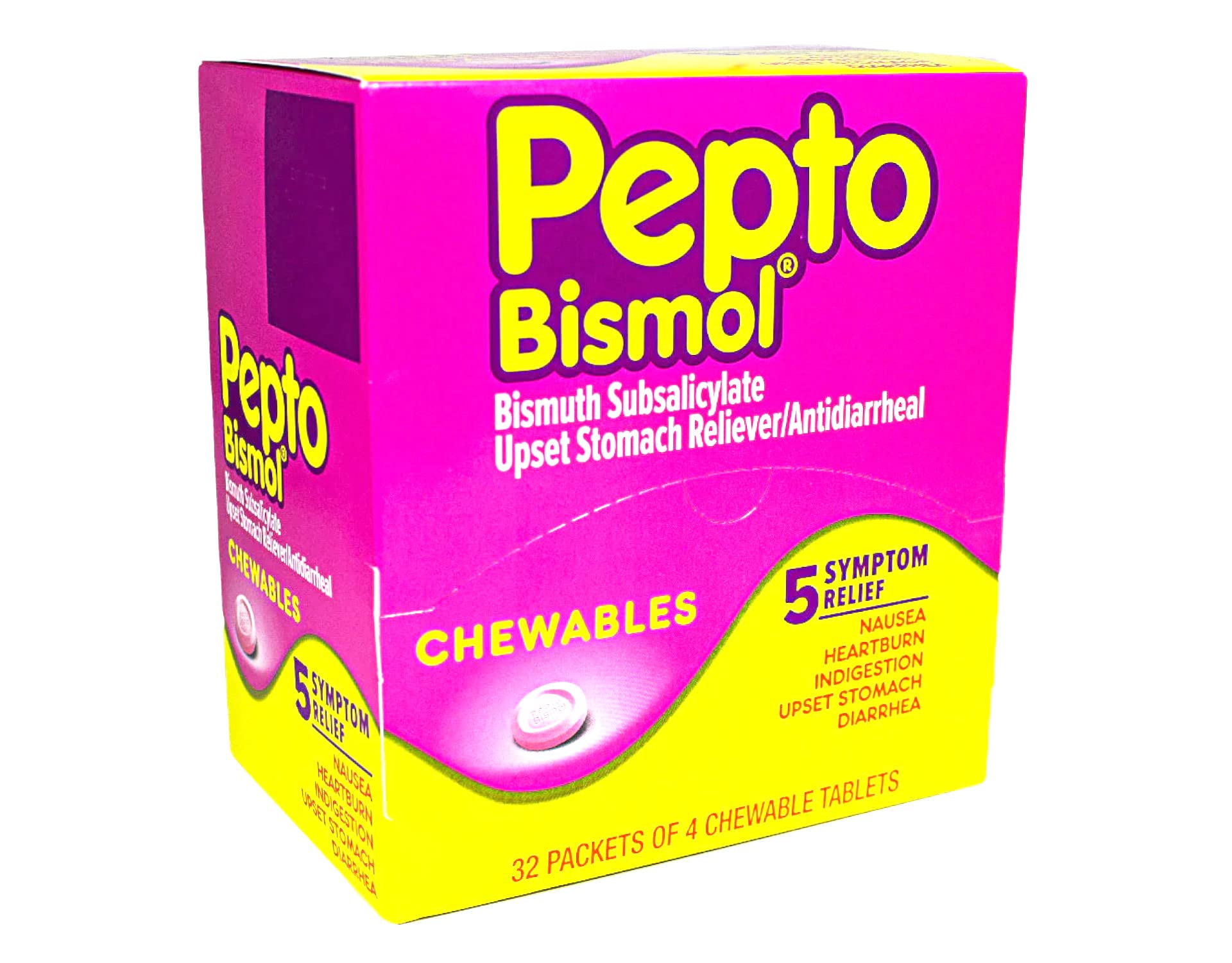 Procter & Gamble Pepto Bismol Chewables Dispenser 32 Packs Of 4