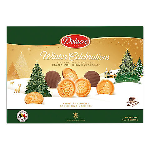 Winter Celebrations Fine Cookies Assortment Coated with Belgian Chocolate, Belgian Chocolate