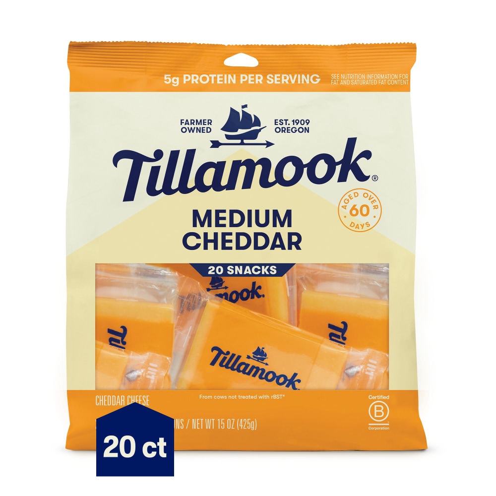 Tillamook Medium Cheddar Cheese Snack Portions - 15oz/20ct