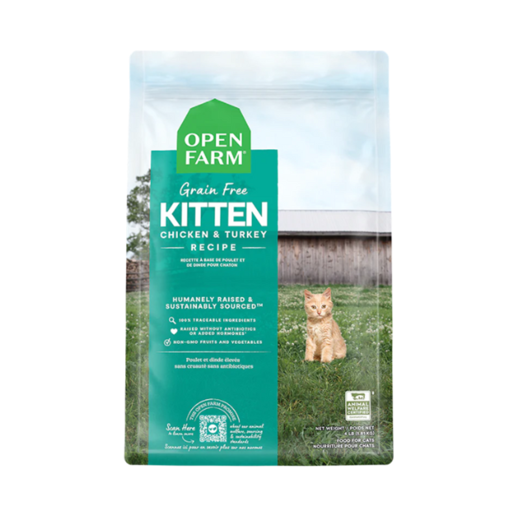 Open Farm Grain Free Kitten Chicken & Turkey Recipe Dry Cat Food 4 Lb