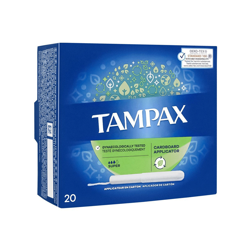 Tampax Super Tampons Applicator Cardboard, 20pcs