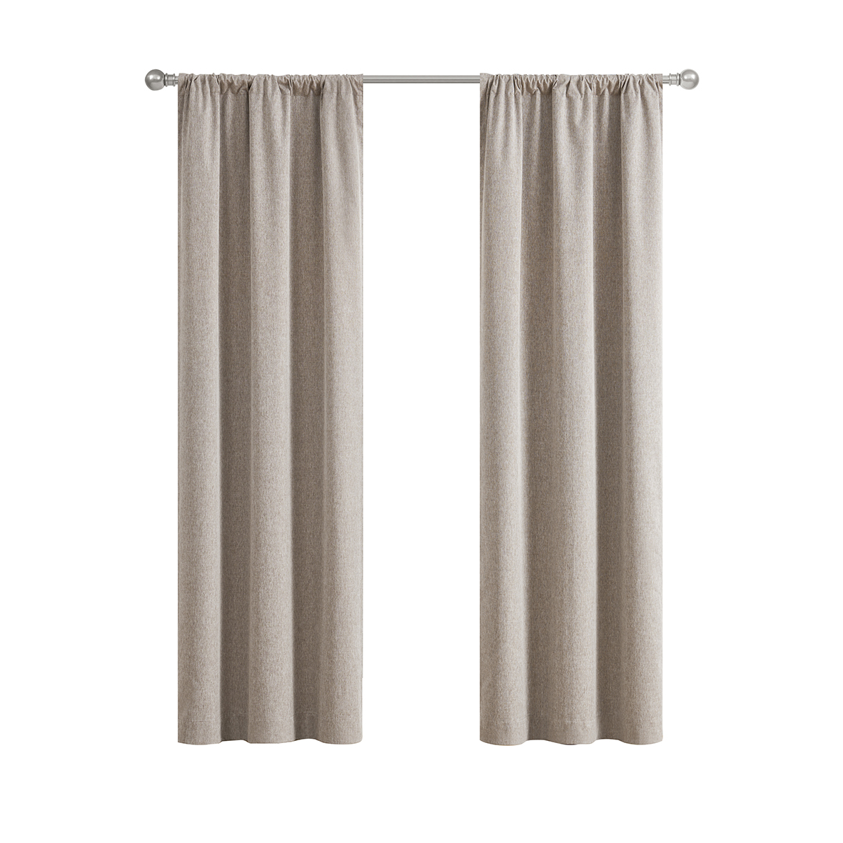 Keeco LLC Mainstays Solid Linen Look Brown Bag Blackout Rod Pocket Curtain Panel Pair 37 X 84