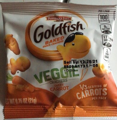 Pepperidge Farm Goldfish Veggie Crackers, Sweet Carrot, 0.75-Oz. Packs, 10 Snack Packs