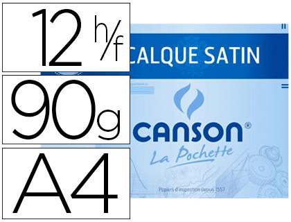 Photo of Canson Pochette De 12 Feuilles Papier Calque Satin 90g A4 Ref-17154