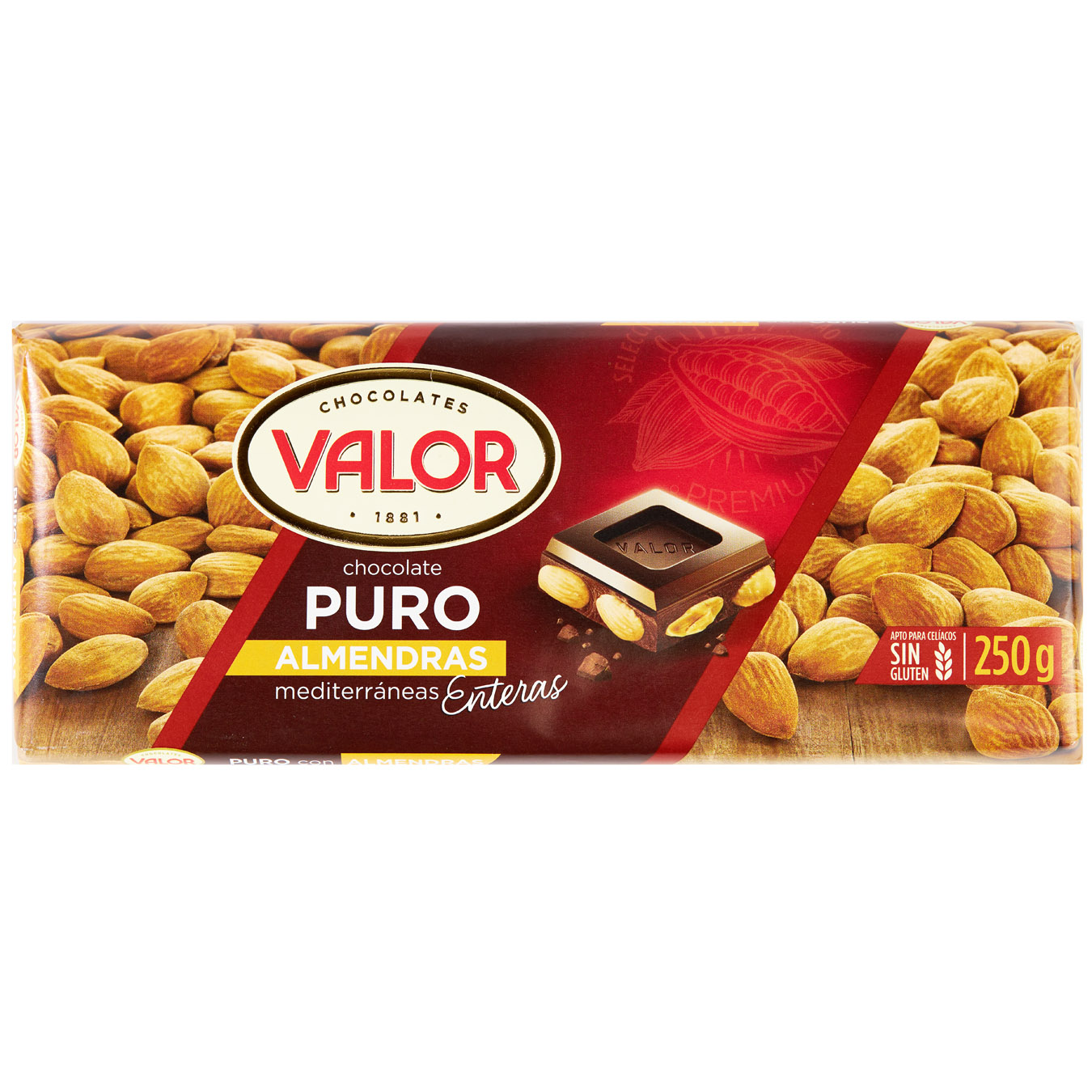 CHOCO.VALOR PURO ALMENDRA 250GR