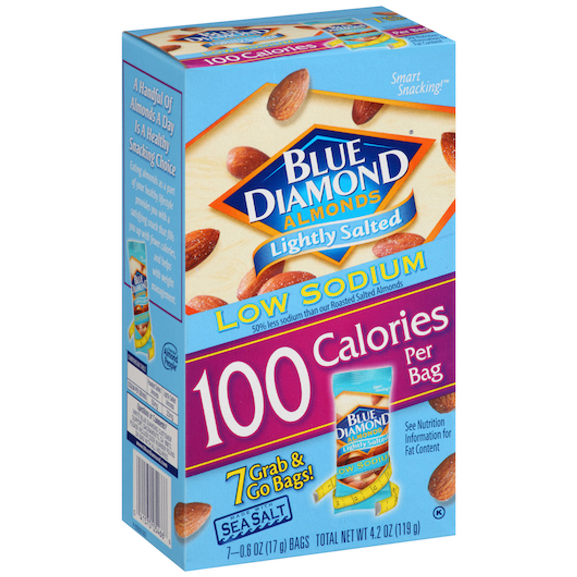 Photo of Blue Diamond Almonds, Low Sodium Lightly Salted, 100 Calorie On-The-Go Bags