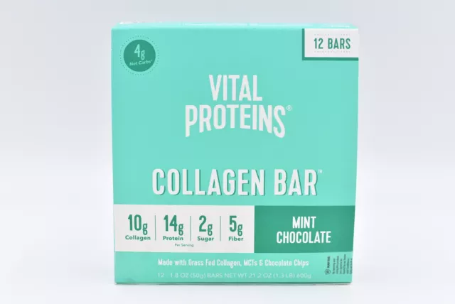 Collagen 10 G, Protein 14 G, Sugar 2 G, Fiber 5 G Bars, Mint Chocolate, Mint Chocolate