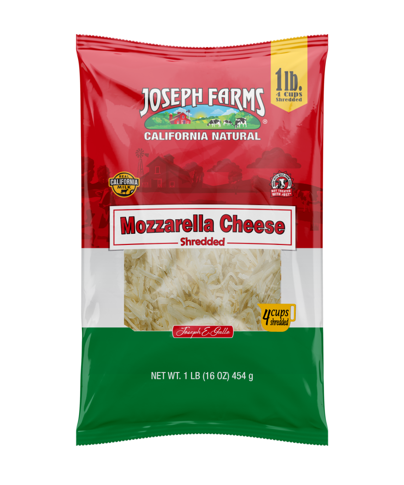 Joseph Farms Mozzarella Shredded Cheese, 16oz — UPC 52833171044
