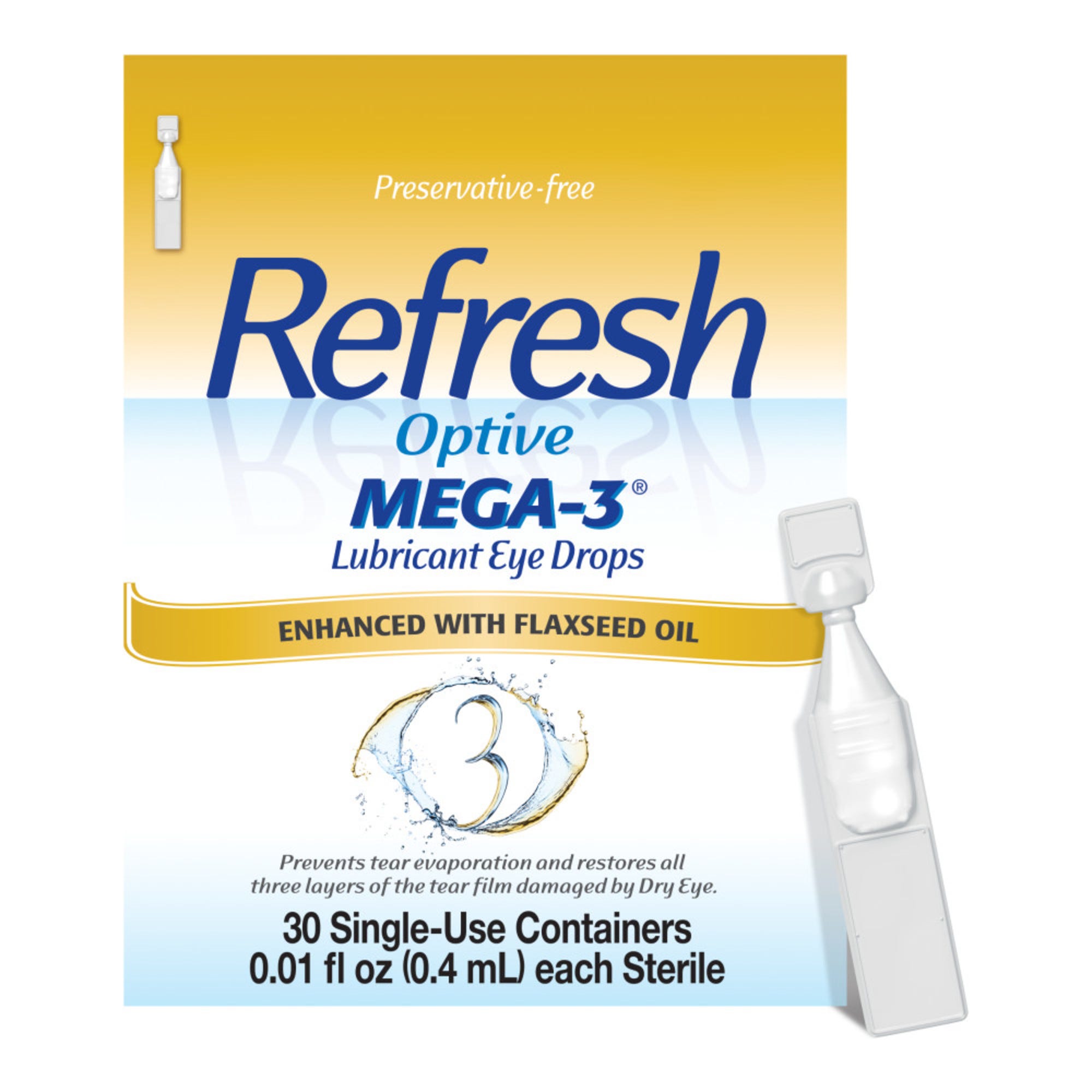 Refresh Eye Drops - Optive Mega-3 Luprican Eye Drops 30 Single - Use Container 0.01 Fl Oz (0.4Ml)