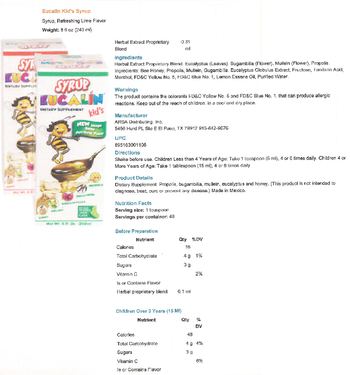 Eucalin Kid’s Syrup, Refreshing Lime Flavor