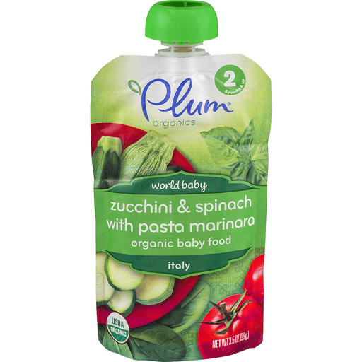 Organic Baby Food, Zucchini & Spinach with Pasta Marinara