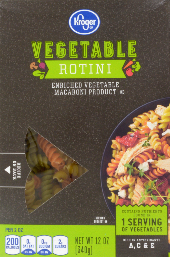 Vegetable Rotini, Enriched Vegetable Macaroni Product