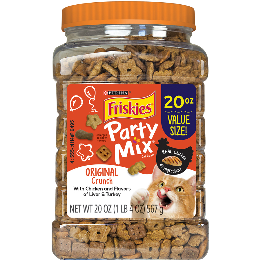 Friskies Party Mix Original Crunch Cat Treats With Chicken & Flavors Of Liver & Turkey 20 Oz