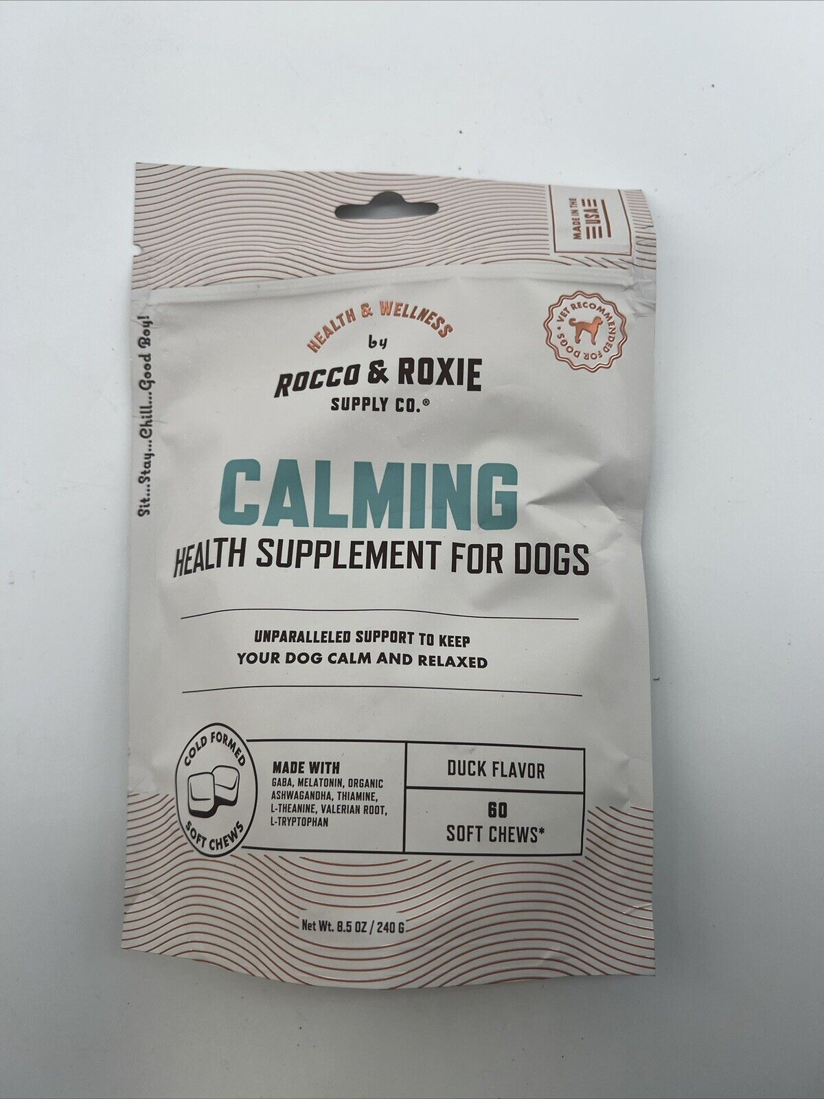 Rocco & Roxie Supply Co. Calming Health Supplement Soft Chews For Dogs Duck Flavor