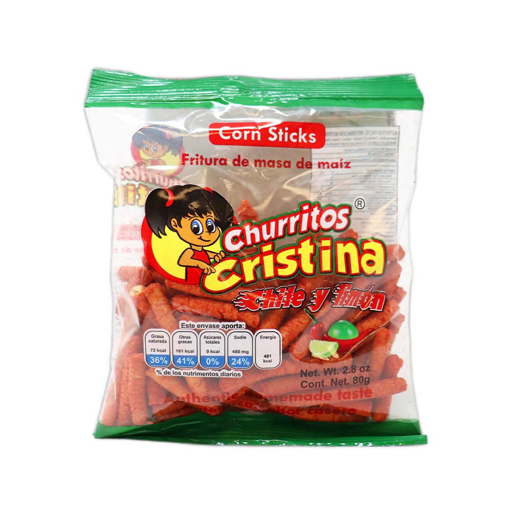 Churritos Christina Cristina Corn Sticks Snack w/Chile And Lime 2.8oz
