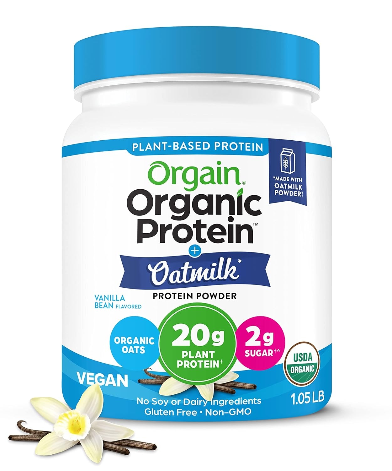 Organic Protein 20G + Oatmilk Protein Powder, Vanilla Bean, Vanilla Bean