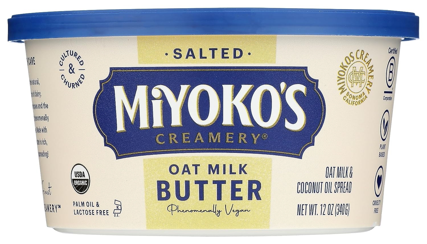 Photo of Miyoko's Creamery Organic Salted Oat Milk Cultured Vegan Plant Based Butter - 12oz