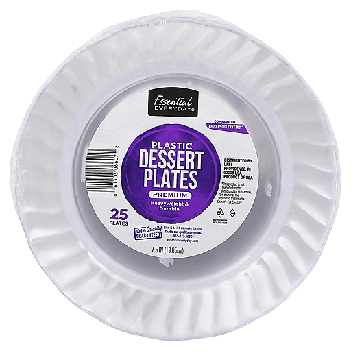 Essential Everyday Dessert Plates, Plastic, 7.5 Inch