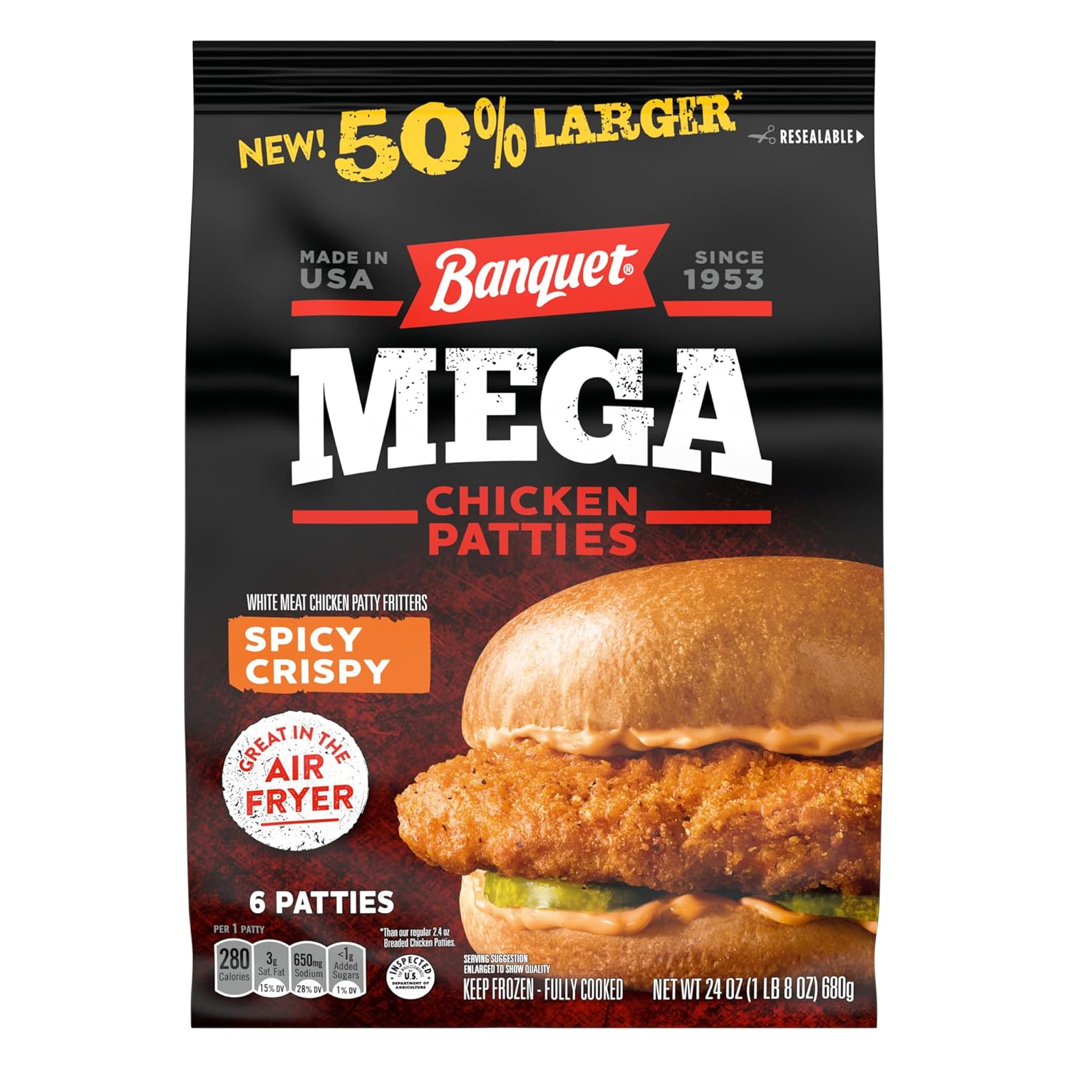 Banquet Mega Spicy Crispy Chicken Filets, 24 Oz. 6-Count