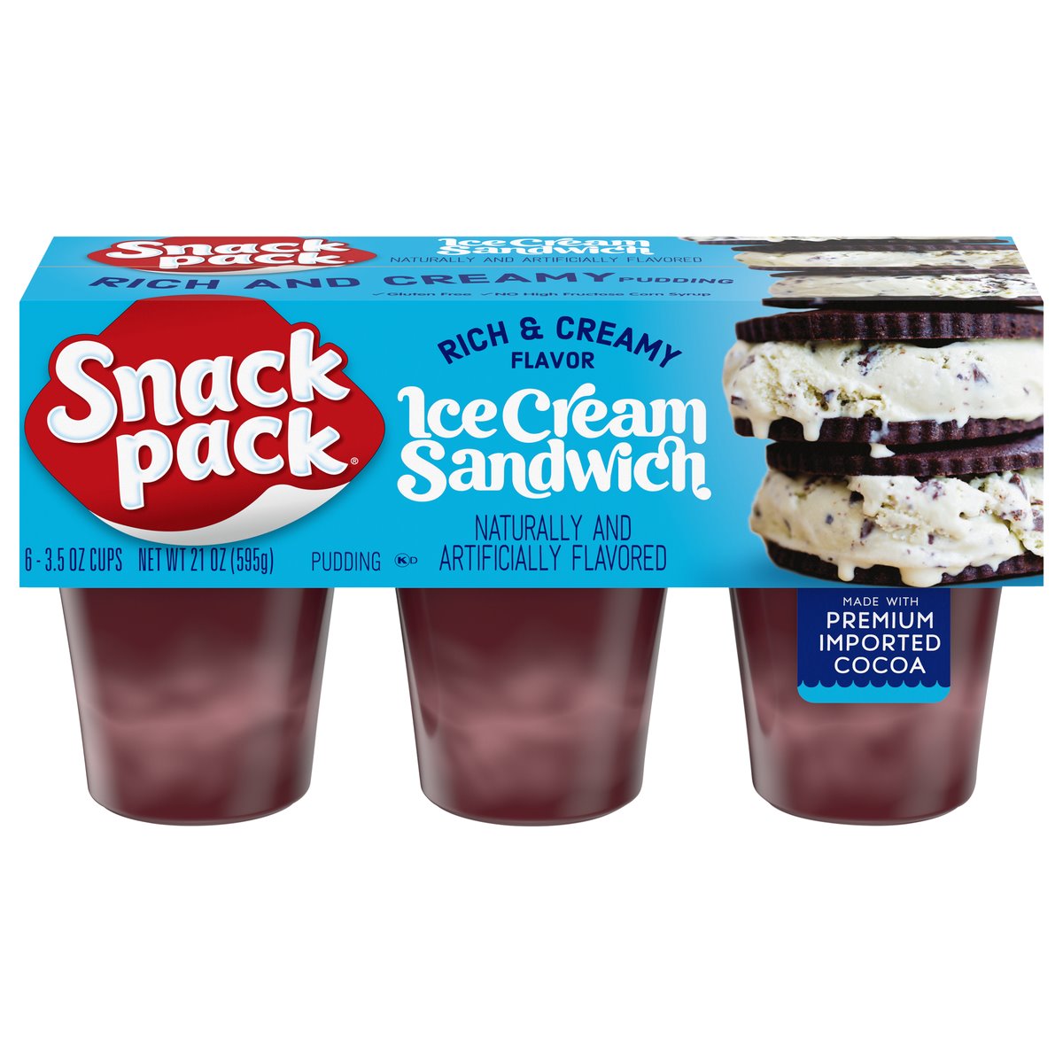 Snack Pack Ice Cream Sandwich Flavored Pudding Cups, 3.25 Oz., 6 Count Pudding Cups