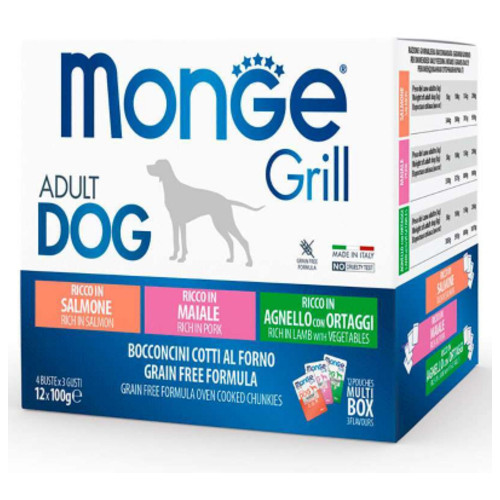 Monge Вологий Корм Для Собак Dog Grill Mix Lamb&Pork&Salmon 12*100 Г (8009470017503)